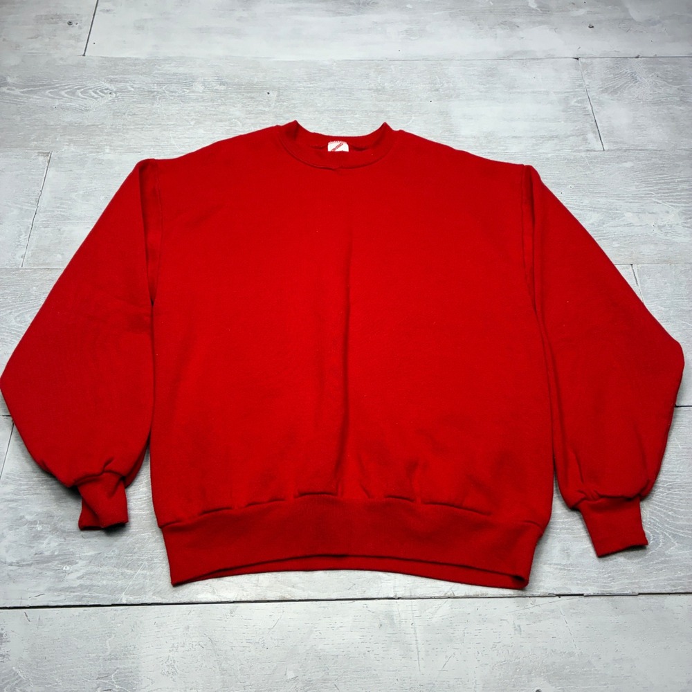 Jerzees Sweatshirt Mens Large Red Vintage Made in USA Crewneck Fleece Pullover